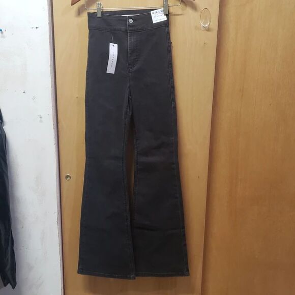Topshop Denim - NWT TopShop Flare Jeans sz 4 26/30 4" rise Black Denim Topshop